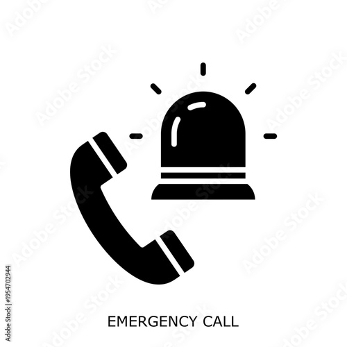Health Safety Environment(HSE) glyph EmergencyCall glyph design concept