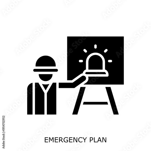 Health Safety Environment(HSE) glyph EmergencyPlan glyph design concept