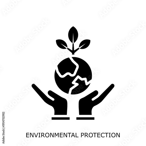 Health Safety Environment(HSE) glyph EnvironmentalProtection glyph design concept