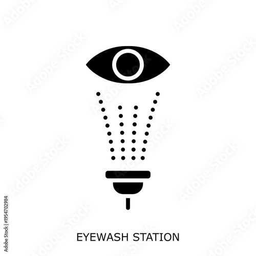 Health Safety Environment(HSE) glyph EyeWashStation glyph design concept
