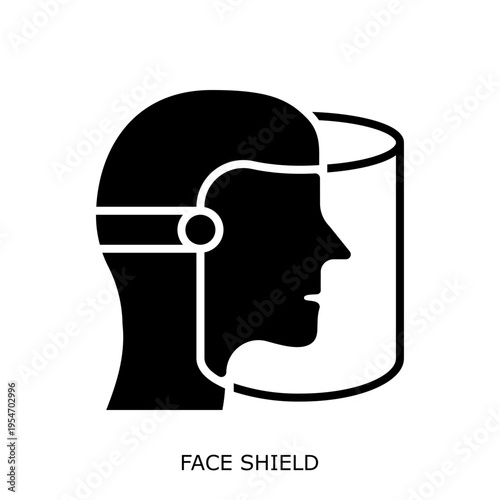 Health Safety Environment(HSE) glyph FaceShield glyph design concept