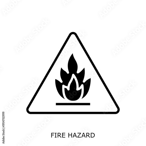 Health Safety Environment(HSE) glyph FireHazard glyph design concept