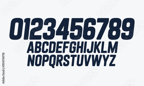 Black Condensed Sans Serif Alphabet and Numbers Set for Modern Branding and Clean Graphic Design