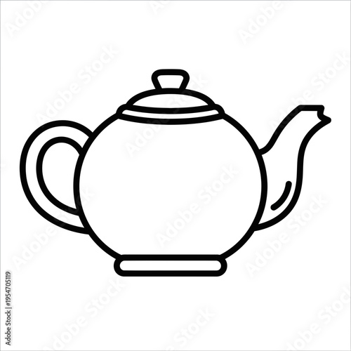 Simple line art teapot icon on white background