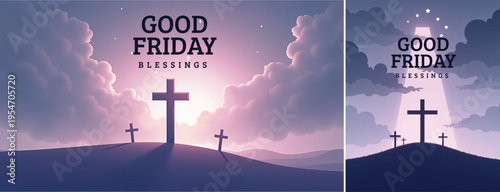 Elegant Good friday with cross background, Good friday holy week background for banner and social meida template	