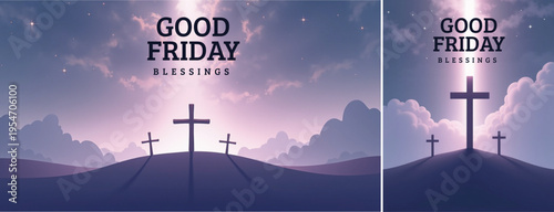 Elegant Good friday with cross background, Good friday holy week background for banner and social meida template	