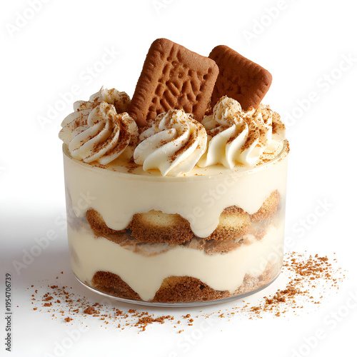 Tiny cup of spéculos tiramisu with cream layers