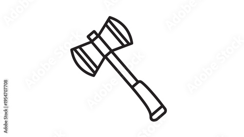 Double headed axe icon with bold black outline and simple design for use as a symbol or graphic element