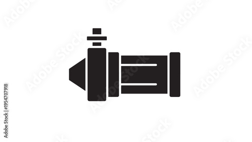 Nozzle tool for spray painting, simple black icon with industrial design and mechanical features. featuring symbol, equipment, machinery with