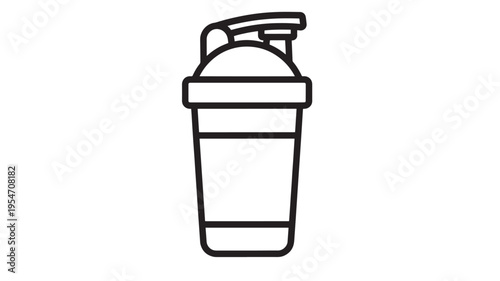 Shaker bottle icon with a black outline and a hinged lid, perfect for fitness and drink preparation.