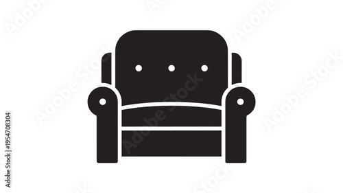Armchair icon with clean lines and smooth curves, suitable for modern interior design concepts. featuring chair, furniture, symbol with vector and