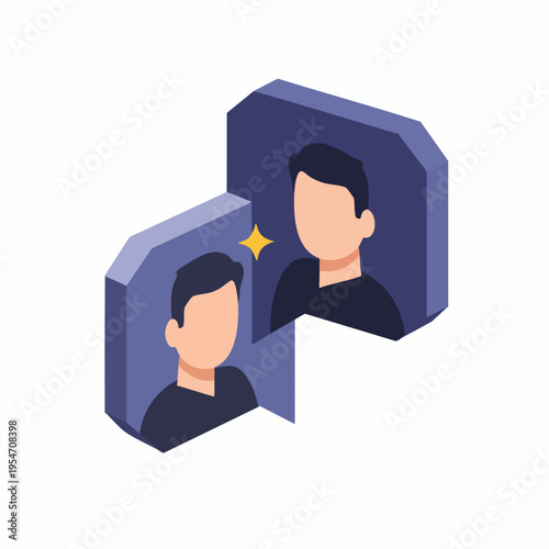 Isometric Flat Avatar Reflection Self Improvement Identity Concept Illustration