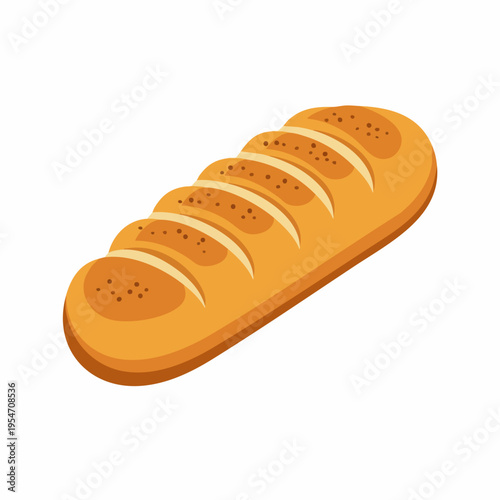 Flat Style Fresh Baked Loaf Bread Food Illustration Graphic