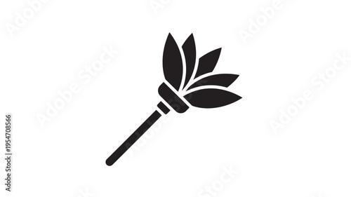 Duster cleaning tool icon with a handle and feathery bristles, representing household chores and tidiness