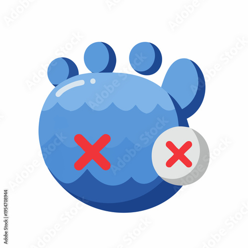 Cute Flat Water Footprint Stop Pollution Sign Shape Icon Illustration