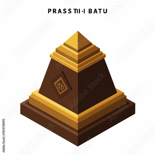 Isometric Detailed Ancient Pyramid Stone Monument Landmark Symbol Illustration