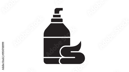 Shaving cream can icon with stylized foam, simple black and white graphic symbol for grooming and hygiene.