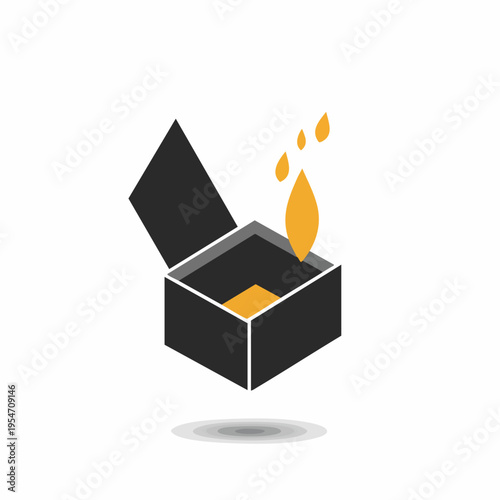 Simple Minimalist Open Box with Light Source Inspiration Icon Graphic