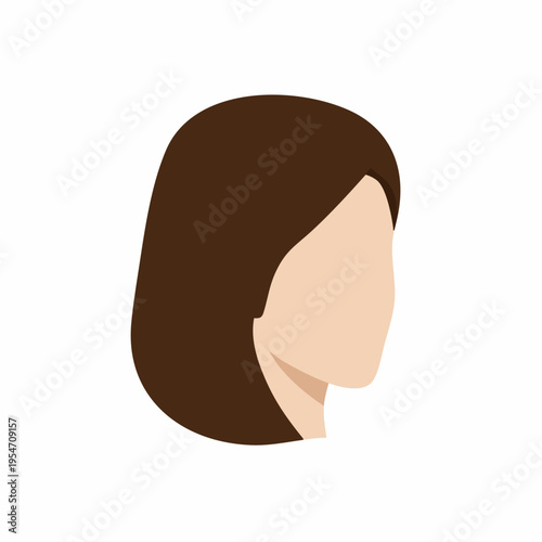 Simple Flat Hairstyle Avatar Female Portrait Profile Graphic Illustration