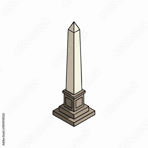 Isometric Detailed Obelisk Landmark Stone Ancient Architecture Historic Monument