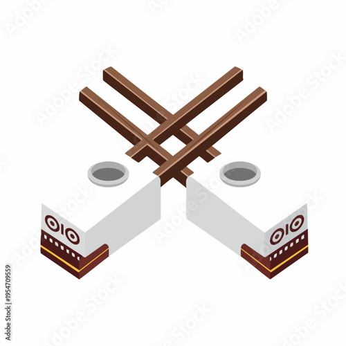 Isometric Traditional Architecture Building Cross Section Construction Design Illustration