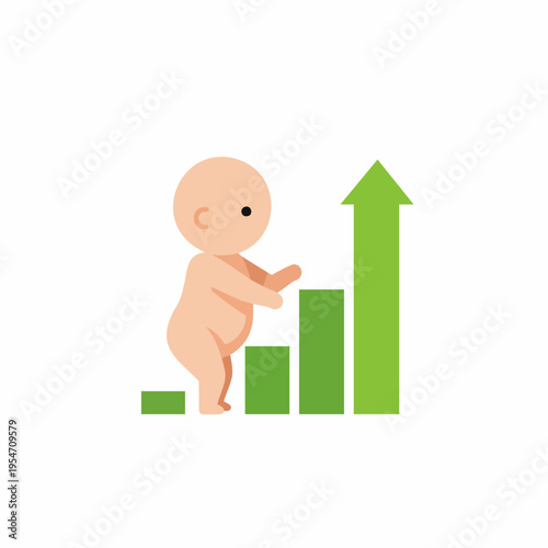 Flat Style Minimalist Baby Growth Chart Graphic Design Illustration