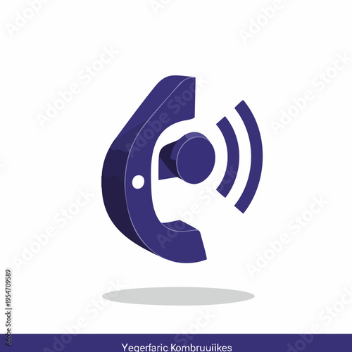 Isometric Modern Telephone Receiver Communication Call Sound Wave Sign Icon