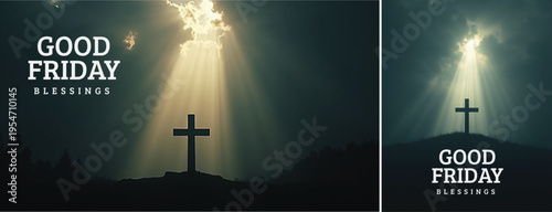 Elegant Good friday with cross background, Good friday holy week background for banner and social meida template	