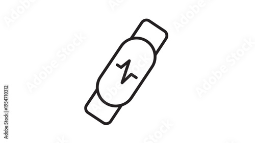 Fitness tracker icon with heartbeat symbol and electronic display, modern line art style for health monitoring.