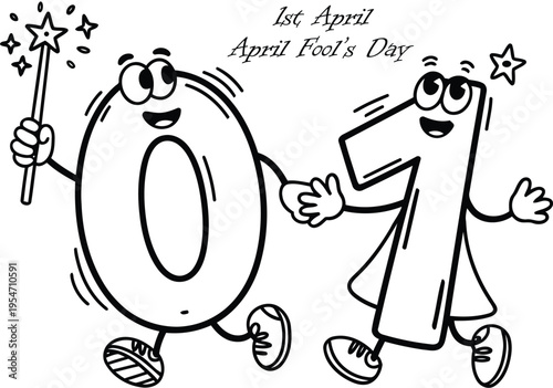 April 1st Humor Line Art – Playful Fool’s Day Vector Design