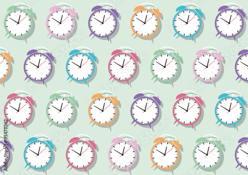 Alarm clocks, illustration.