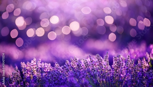 Purple Abstract Background Lavender Field With Bokeh Circles
