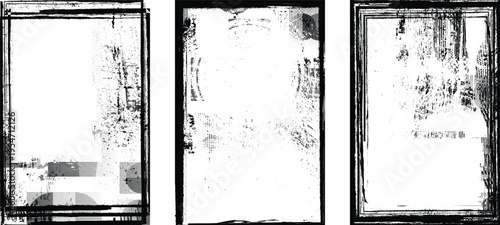 Framed grungy isolated layers . Design element for brochure, social media, posters, flyers. Overlay texture.Textured banner with Distress effect .Vector halftone dots . Screen print texture