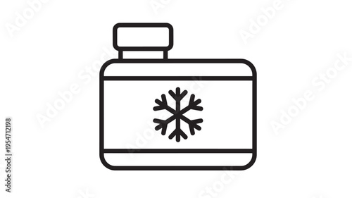 Bottle icon with a snowflake symbol indicating cold or frozen contents, suitable for winter or beverage applications