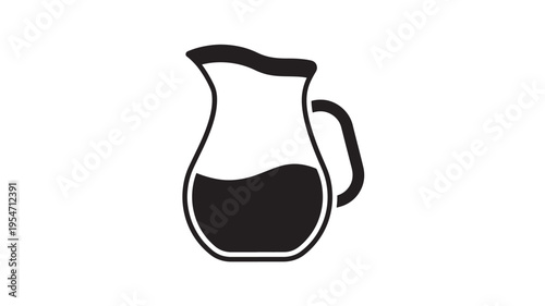 Pitcher icon with liquid inside and handle, simplified vector illustration representing beverages or liquids