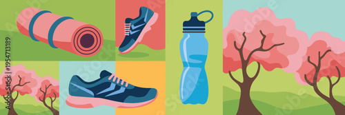 Botanical pattern elements in earth tones – Great for fabric prints, gardening blogs, or sustainable fashion assets.