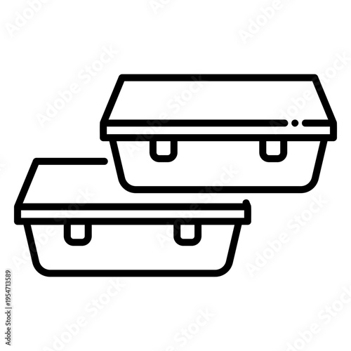 Two styrofoam food containers icon illustration