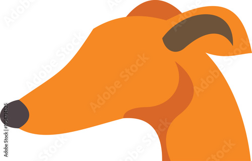 Simple flat vector illustration of a greyhound dog head in profile