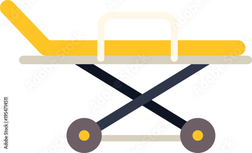 Emergency stretcher or gurney flat icon for illness and injury transport