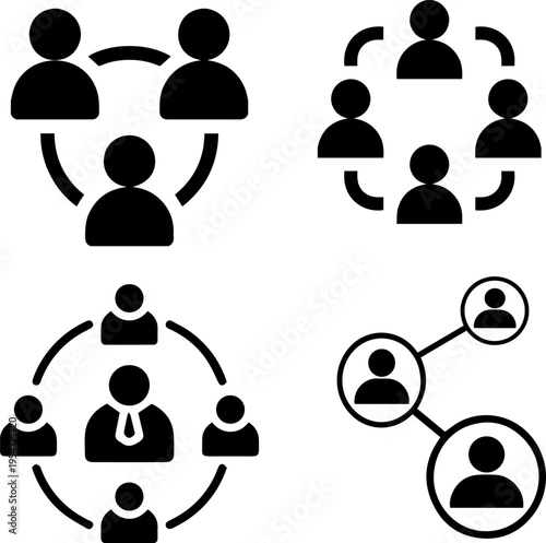 Human Resources Management and Teamwork Concept Icons