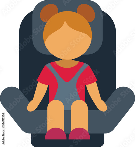 Child sitting in child safety seat, ensuring secure and protected travel