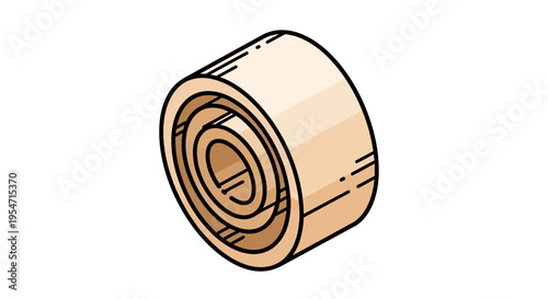 Minimalist Isometric Ball Bearing Vector Illustration on White Background