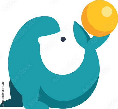 Sea lion balancing a golden ball, demonstrating skill and playfulness