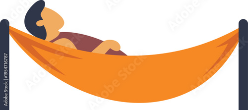 Man resting in an orange hammock, enjoying a moment of comfort and relaxation