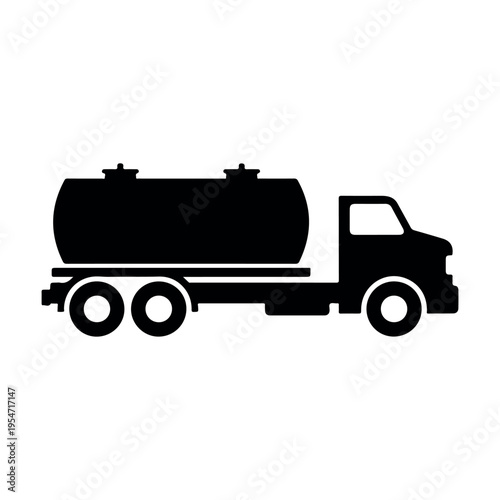 Black fuel tanker truck side view illustration for transportation and logistics industry