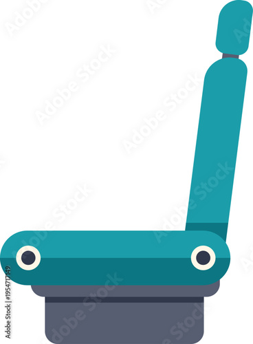 Car passenger seat, teal color, vector illustration