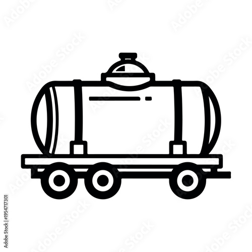 Isometric industrial fuel tanker trailer with dual cylindrical tanks on flatbed chassis