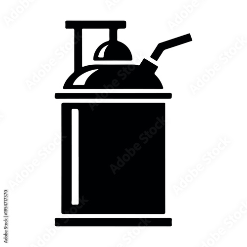 Modern coffee percolator on kitchen countertop minimalist black and white line art illustration