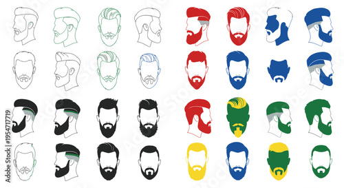 Diverse Male Hairstyles and Beards Collection: Modern & Classic Styles