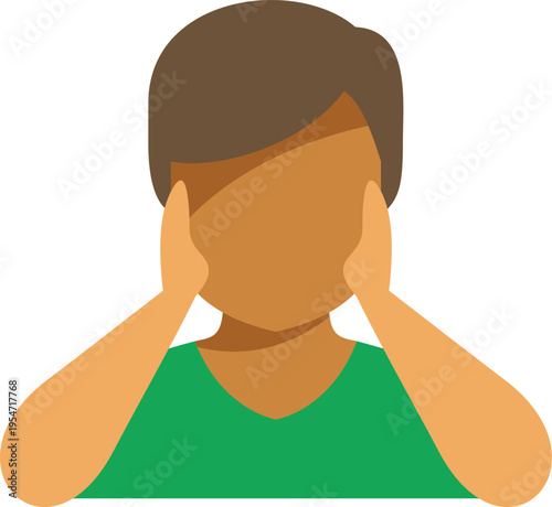 Person holding hands to head suffering from headache, pain, or stress